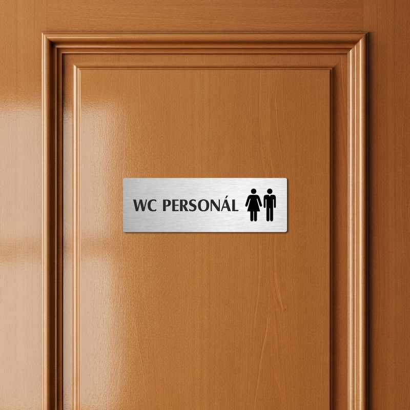 WC personál společné, 200x66mm, zlatá popiska s okrasným rámečkem  
